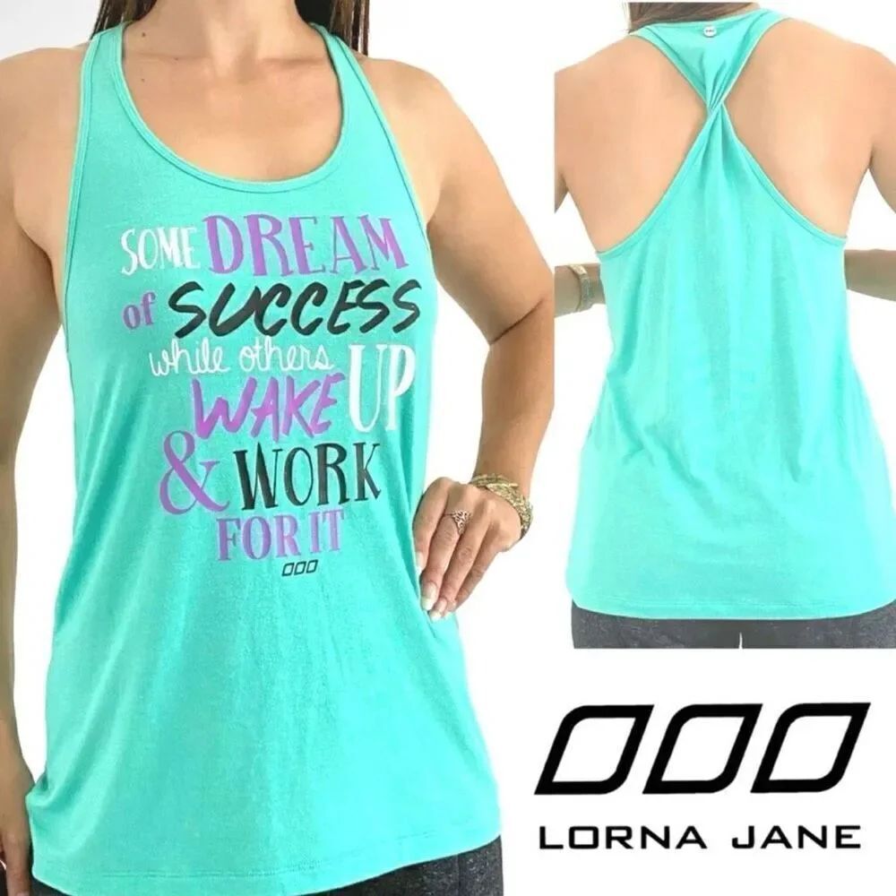 Lorna Jane Work For It Twisted Back Tank Top in Mint Size Medium